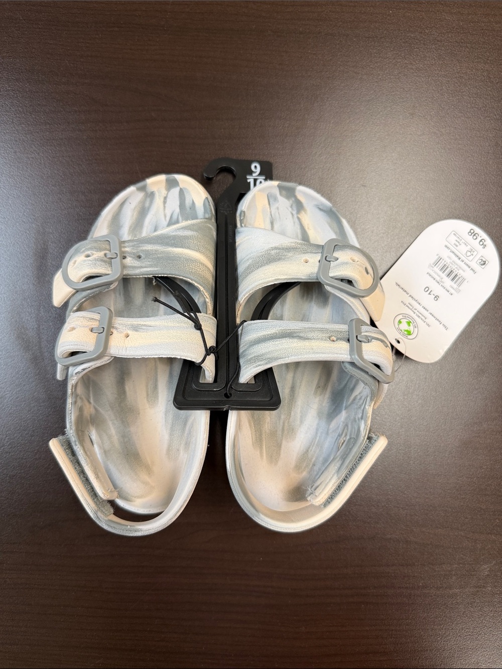 Kids Metallic Grey marbled Double-Strap Sandals